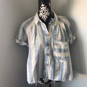 Free people striped cropped blouse